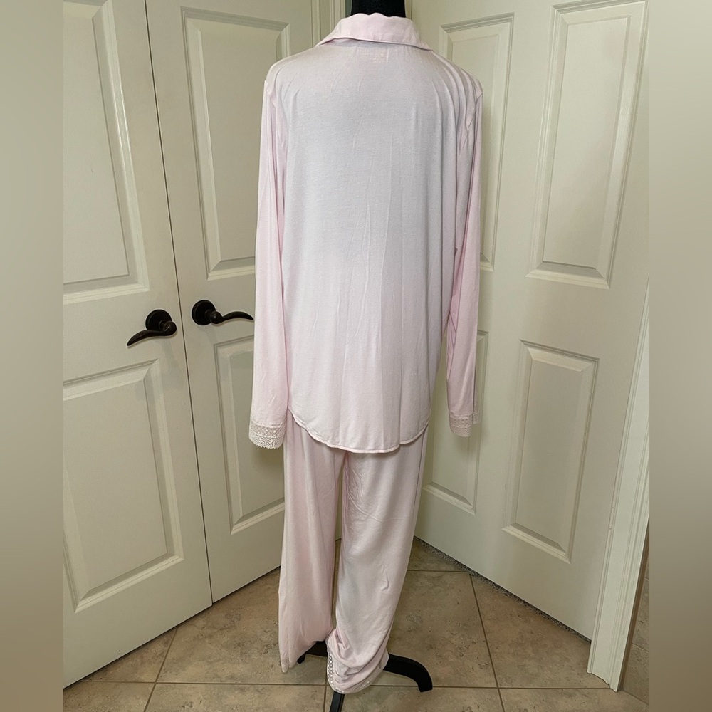 Victoria’s Secret Pink Modal Lace Trim Pajama Set Large (Long) - Picture 2 of 7